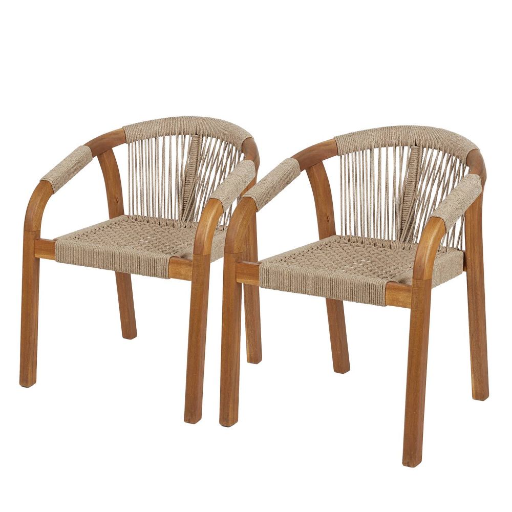 καρέκλες κήπου ξύλινες σετ 2 τεμαχίων, μπεζ