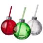 SANTA'S BUBBLE - γυάλινη μπάλα ποτήρι με καλαμάκι, πράσινη