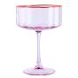 FIORI - ποτήρι σαμπάνιας γυάλινο, ροζ με πορτοκαλί χείλος