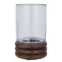 SUPPER CLUB - κηροπήγιο γυάλινο με ξύλινη βάση 25cm