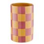 CHECKER - βάζο κεραμικό Υ22cm, κίτρινο/ροζ