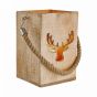 FOREST - φανάρι ξύλινο με διακόσμηση "ελάφι" H24cm