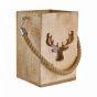 FOREST - φανάρι ξύλινο με διακόσμηση "ελάφι" H24cm