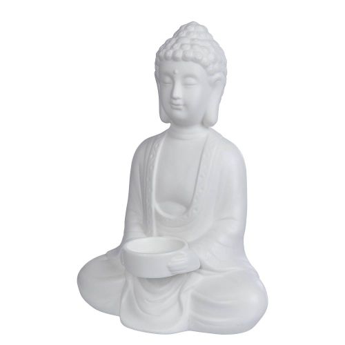 BUDDHA - άγαλμα με βάση για κερί, λευκό