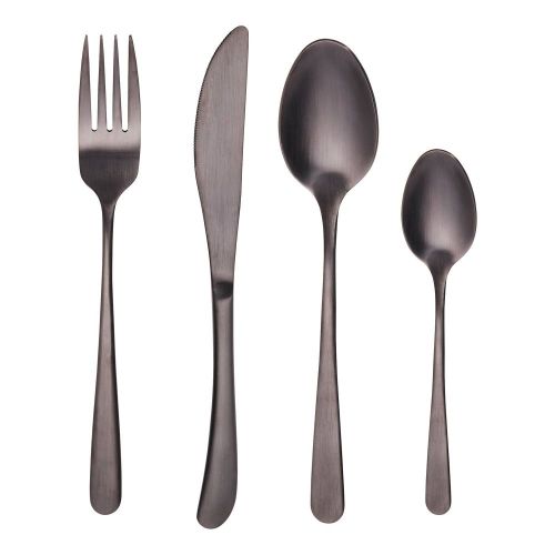 KINGS - μαχαιροπίρουνα σετ 4 τεμαχίων, μαύρο