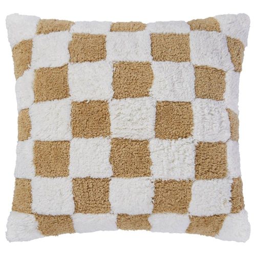 CHECKER STYLE - μαξιλάρι 50x50cm, καφέ