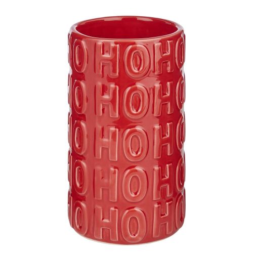 STATEMENT - βάζο από Δολομίτη "HOHOHO" 18cm, κόκκινο