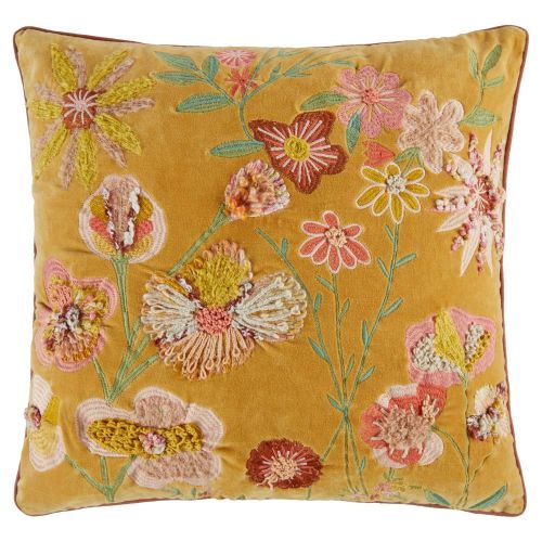 BOHEMIAN - μαξιλάρι φλοράλ 50x50cm, κίτρινο