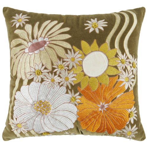 BOHEMIAN - μαξιλάρι φλοράλ 50x50cm, λαδί