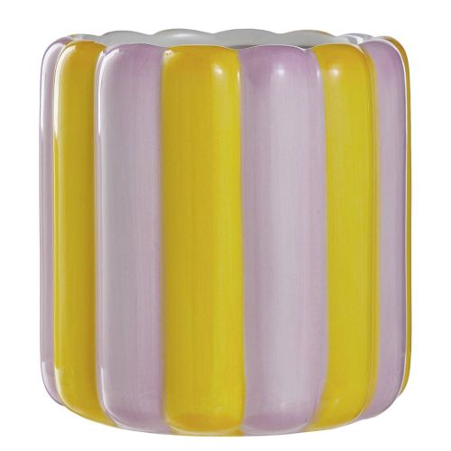 CIRCUS - κασπό ριγέ κεραμικό 15cm, μωβ κίτρινο