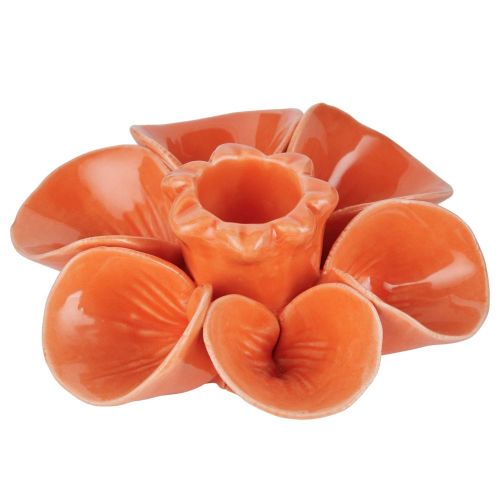 BLOSSOM - κηροπήγιο κεραμικό λουλούδι, πορτοκαλί