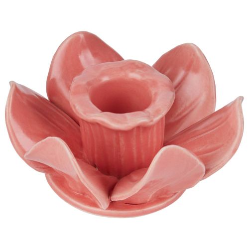 BLOSSOM - κηροπήγιο κεραμικό λουλούδι, ροζ