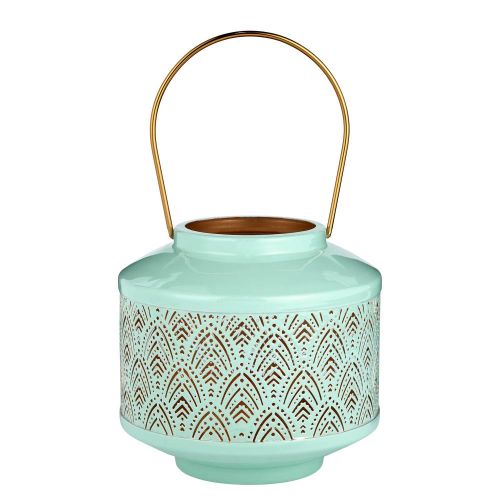 WABI SABI - φανάρι μεταλλικό με διάτρητο μοτίβο Δ18cm, τιρκουάζ