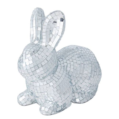 EASTER - Πασχαλινό διακοσμητικό λαγουδάκι με καθρέπτες 15cm, ασημί
