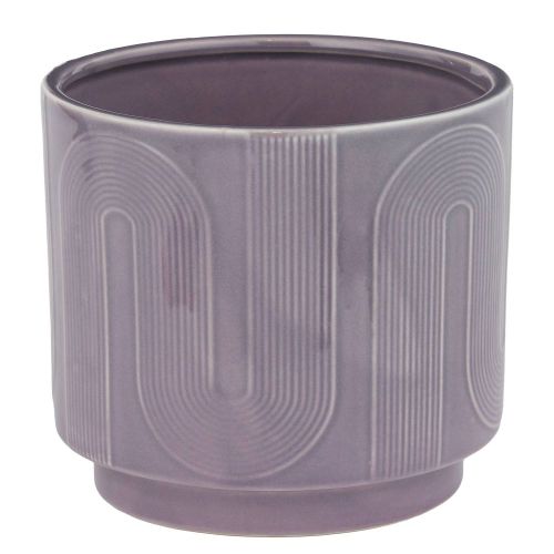 CURVES - κασπό κεραμικό με γραφικό σχέδιο Δ15cm, μωβ