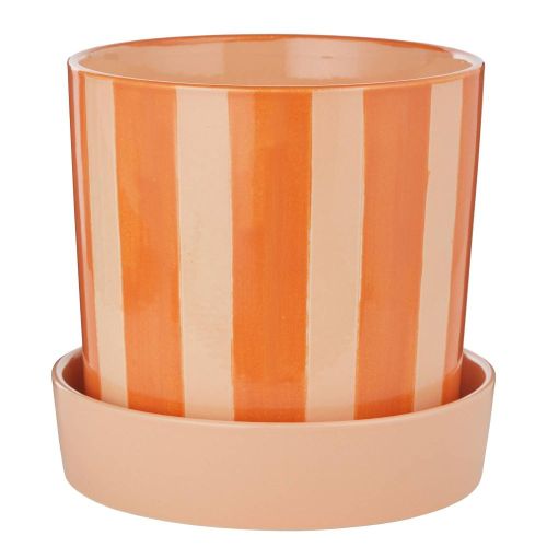 CIRCUS - κασπό ριγέ κεραμικό με πιατάκι, ροζ