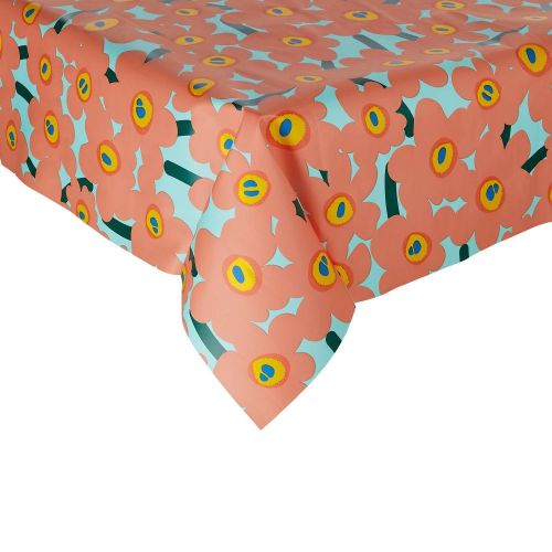 WATERPROOF - τραπεζομάντηλο αδιάβροχο φλοράλ 110x110 cm, πορτοκαλί
