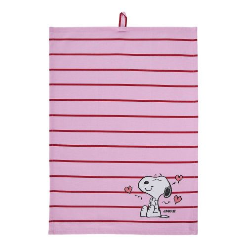 PEANUTS - πετσέτα κουζίνας με ρίγες, κόκκινο/ροζ