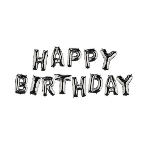 UPPER CLASS - μπαλόνια ασημί "HAPPY BIRTHDAY"