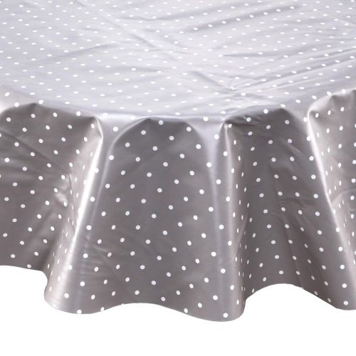 WATERPROOF - τραπεζομάντηλο αδιάβροχο 140cm με κουκκίδες, γκρι