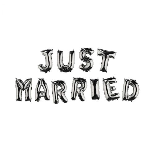 UPPER CLASS - μπαλόνια ασημί "JUST MARRIED"