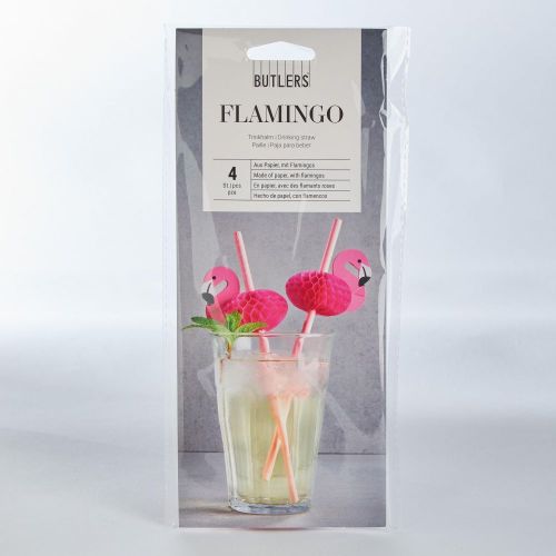 FLAMINGO - χάρτινο καλαμάκι σετ των 4 τεμαχίων