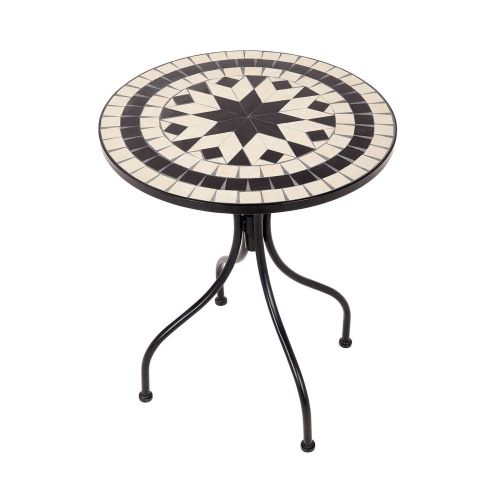 PALAZZO - τραπέζι Bistro Δ55cm κρεμ-μαύρο