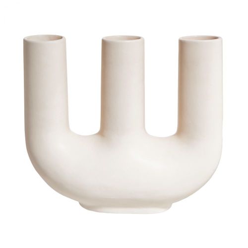 TRIPLE - βάζο κεραμικό 26cm, μπεζ