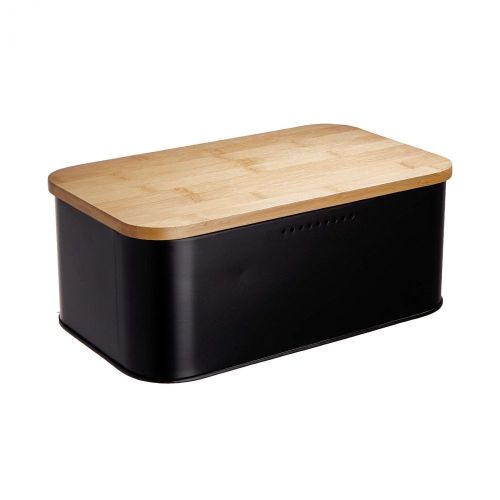 BREAD`N`BREAKFAST - ψωμιέρα μεταλλική μαύρη με καπάκι