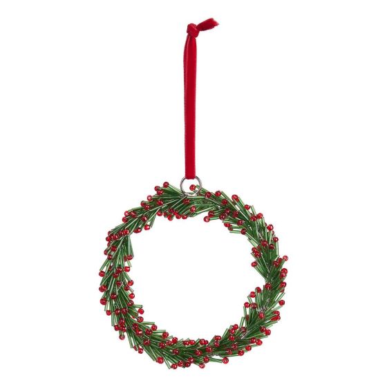 X-MAS - διακοσμητικό στεφάνι με χάντρες 12cm