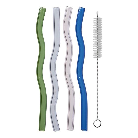 LONG DRINK - καλαμάκια γυάλινα με βούρτσα