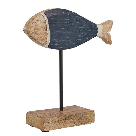 SEASIDE - διακοσμητικό "ψάρι" από ξύλο μάνγκο, μπλε