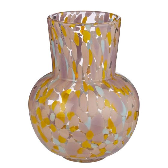 CONFETTI - βάζο γυάλινο ροζ/μωβ/κίτρινο