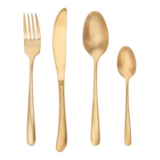 KINGS - μαχαιροπίρουνα σετ 4 τεμαχίων, ματ χρυσό