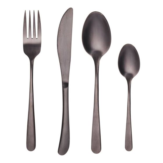 KINGS - μαχαιροπίρουνα σετ 4 τεμαχίων, μαύρο