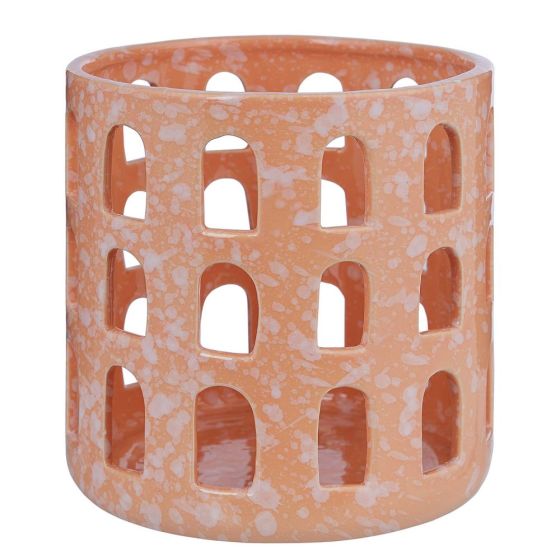 SUNDOWN - κηροπήγιο κεραμικό 15cm, πορτοκαλί