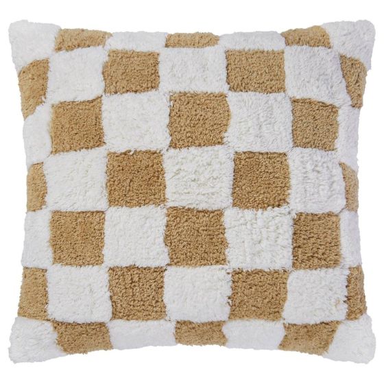 CHECKER STYLE - μαξιλάρι 50x50cm, καφέ