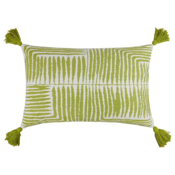 GAIA - μαξιλάρι με φούντες 40x60cm, πράσινο