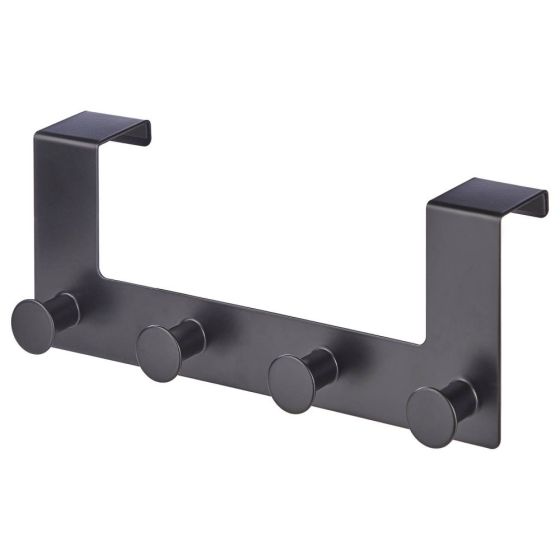 BASIC - κρεμάστρα μεταλλική πόρτας με 4 γάντζους, μαύρο