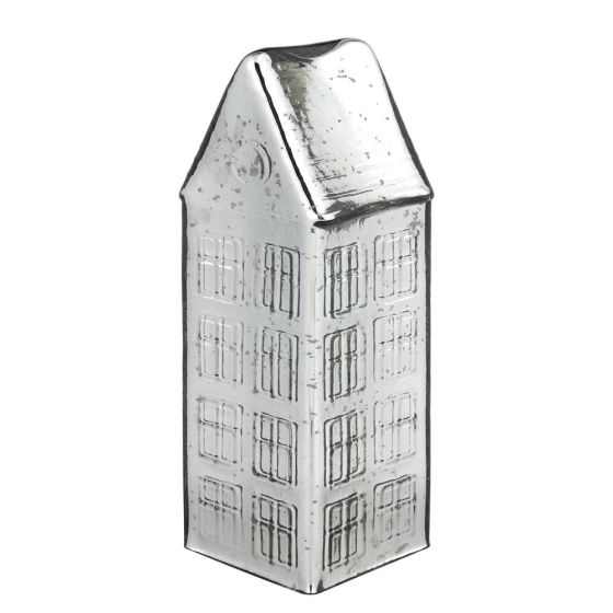 JOLLY & BRIGHT - γυάλινο σπιτάκι 30cm, ασημί