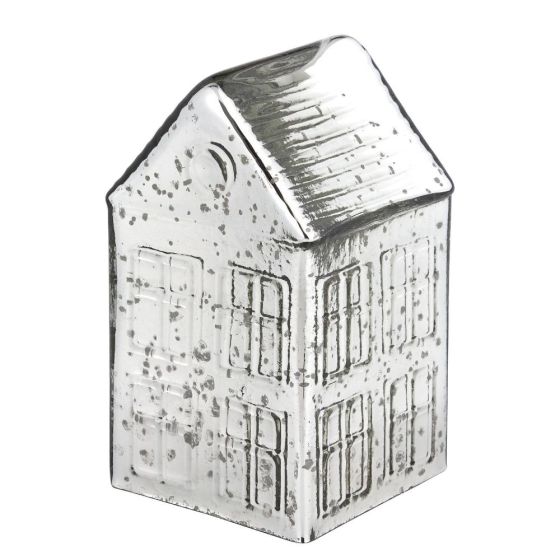 JOLLY & BRIGHT - γυάλινο σπιτάκι 20cm, ασημί