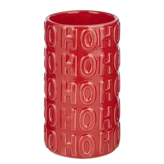 STATEMENT - βάζο από Δολομίτη "HOHOHO" 18cm, κόκκινο