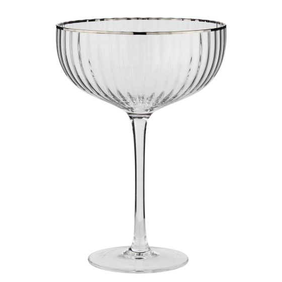 CHELSEA - ποτήρι σαμπάνιας με ασημί χείλος, 400ml