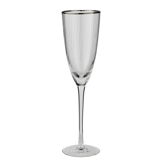 CHELSEA - ποτήρι σαμπάνιας με ασημί χείλος, 250ml