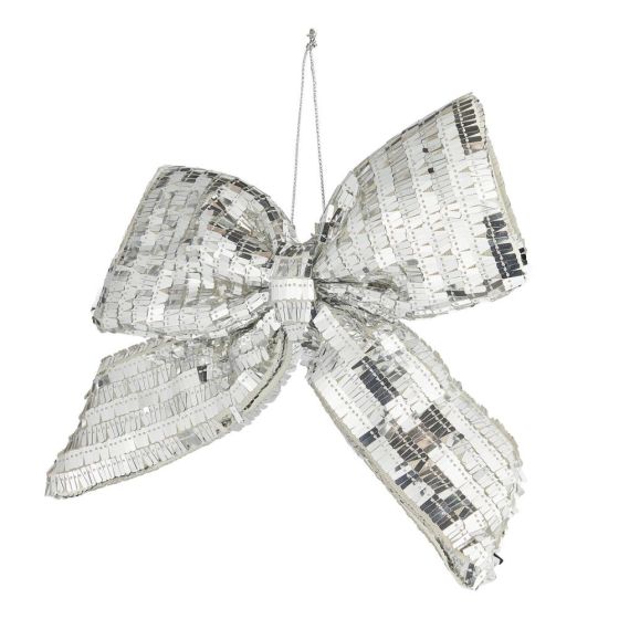 PRESENT - διακοσμητικός 'φιόγκος με παγιέτες', ασημί