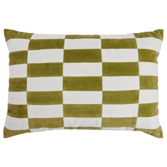 CHECKER VELVET - μαξιλάρι καρό 40x60 cm, πράσινο