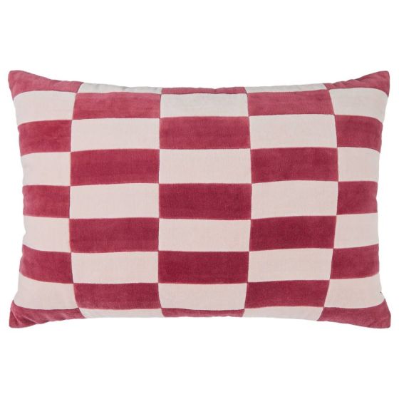 CHECKER VELVET - μαξιλάρι καρό 40x60 cm , κόκκινο