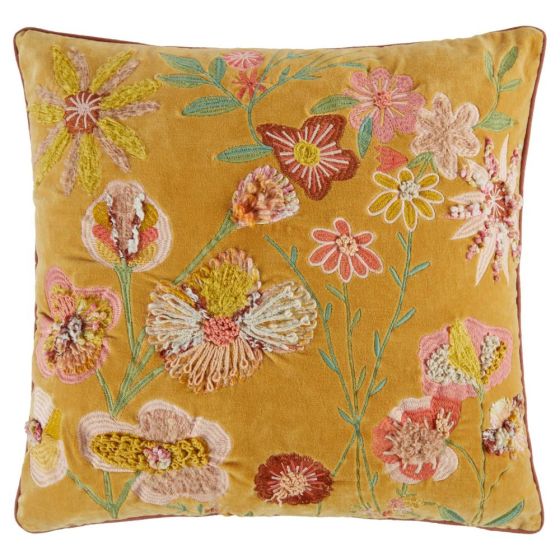 BOHEMIAN - μαξιλάρι φλοράλ 50x50cm, κίτρινο