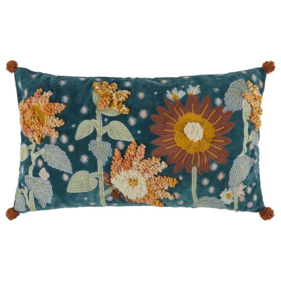 BOHEMIAN - μαξιλάρι φλοράλ 30x50cm, μπλε
