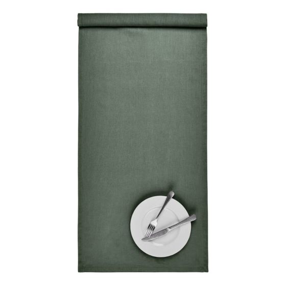 RIGA - runner 100% λινό 50x160cm, πράσινο σκούρο